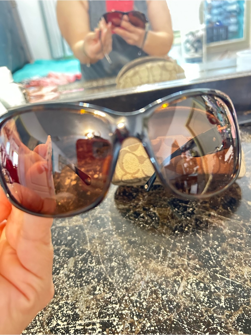 Coach Women’s Brown Gradient Oversized Sunglasses with Dark Brown Frame